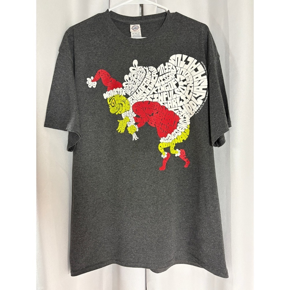 Dr Seuss The Grinch Word Cloud Graphic T-Shirt Charcoal Heather XL 2015 MC0036